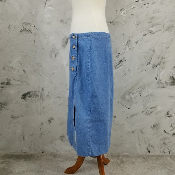 VIVALDI - Vintage 80's Light Denim Pencil Skirt - Picture 4 of 6